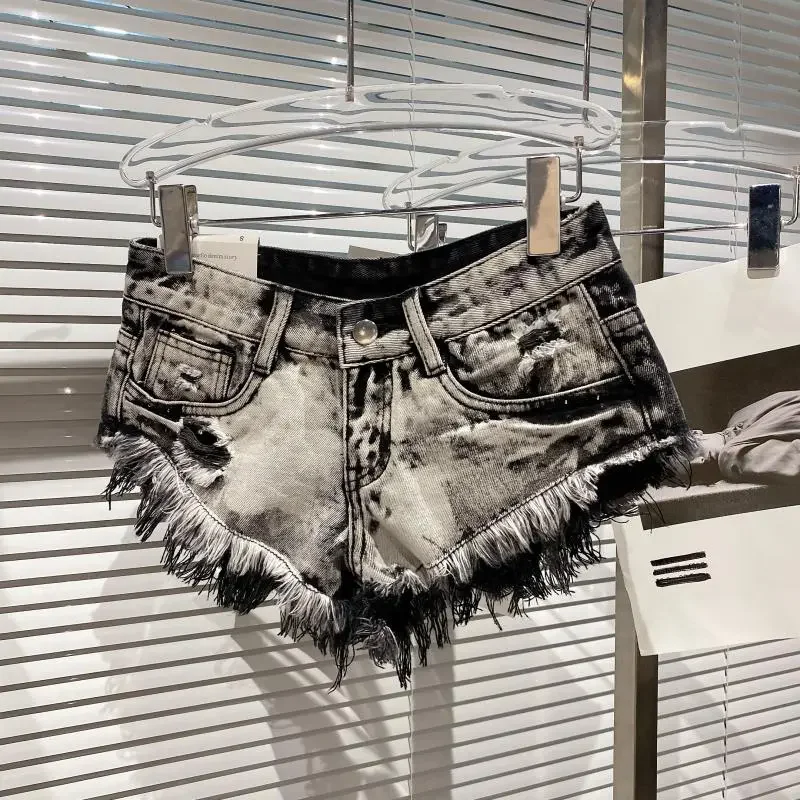 Denim Shorts Women High Street Hotsweet Casual Low Waist Raw Edges Holes A-line Korean Style Y2k Spicy Girls Summer Shorts