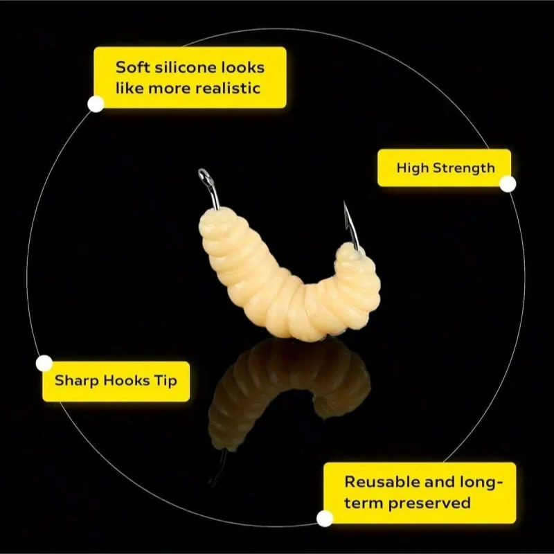 مجموعة طُعم صيد السمك المطاطي مع خطافات - طُعم نكش متعدد الاستخدامات لسمك السلمون المرقط والكرابي Bluegill مثالي لصيد الأسماك في المياه العذبة