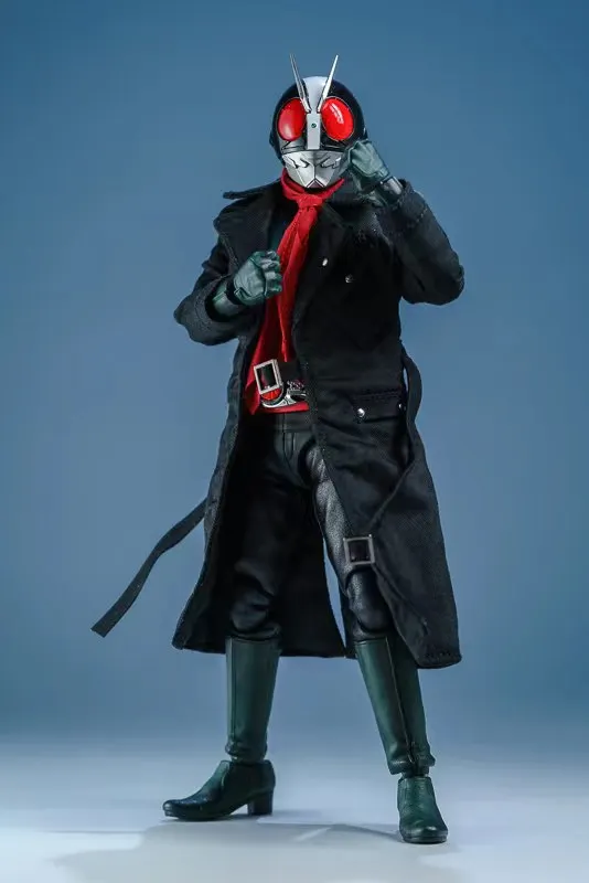 Feito à mão escala 1/12 masculino novo no.2 clássico guerreiro japonês trench coat com lenços vermelhos duplos manto para figura de ação de 6 polegadas