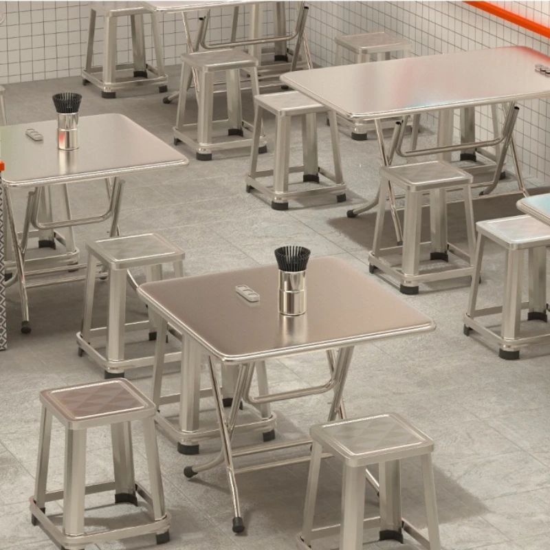 Commercial Stainless Steel Folding Table Industrial Style Metal Square Table for Restaurant Coffee