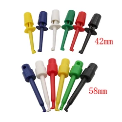 10Pcs Mini Single Hook Test Probe Clip Grabber Clips for Electronic Testing DIY 42mm/58mm Red White Blue Green Black Yellow