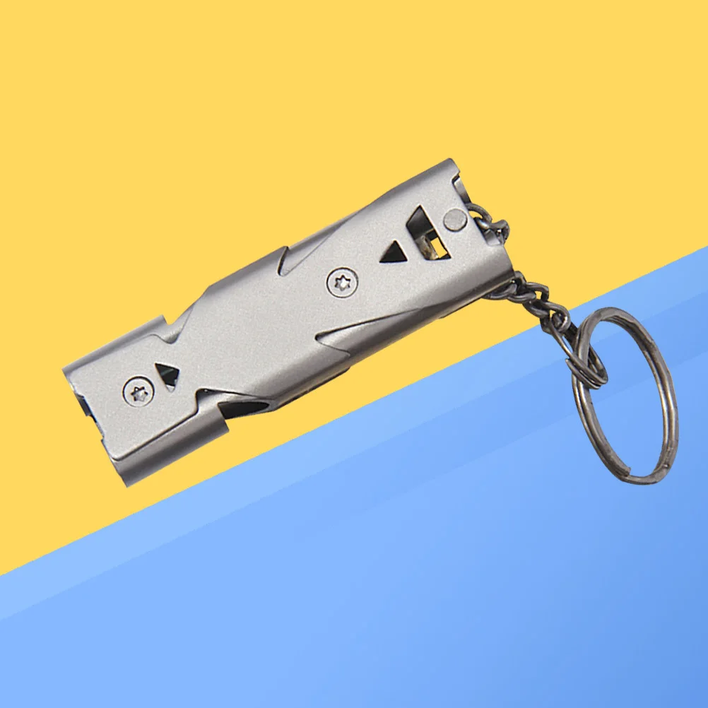 الفولاذ المقاوم للصدأ أنبوب مزدوج صافرة الفضة في الهواء الطلق بقاء الطوارئ بصوت عال صافرة للتخييم المشي لمسافات طويلة التدريب تحت الماء