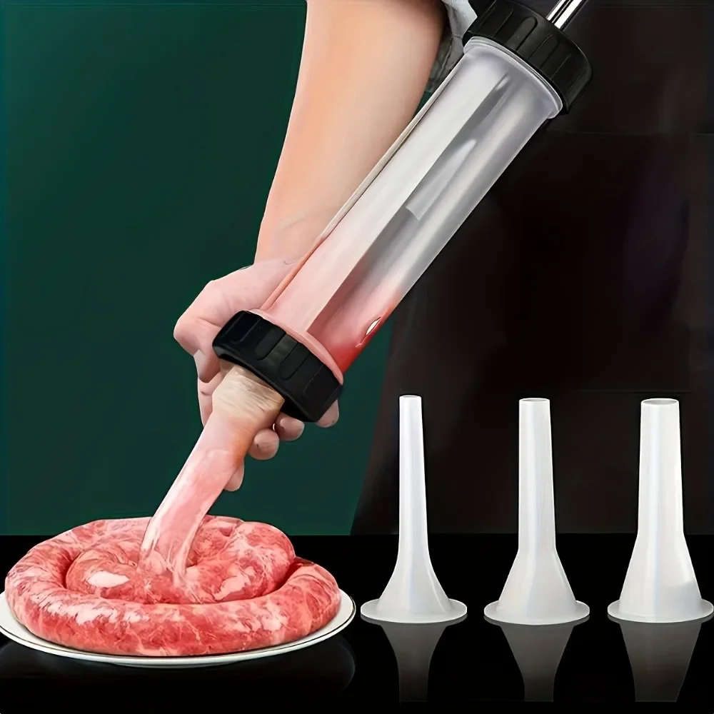Handheld Manual Sausage Stuffing Machine - Kitchen Gadget Syringe Sausage Maker Tool for Homemade Sausage Party Food Crafting