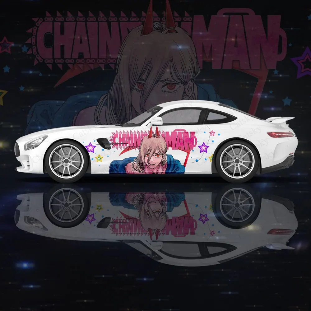 

Japanese Anime Chainsaw Man Car Wrap Protect Stickers Car Decal Creative Sticker Car Appearance Modification Decorative Sticker