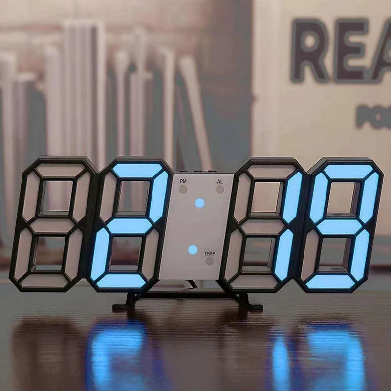Jam dinding Digital LED 3D, jam dinding bercahaya, LED 3D, Multifungsi, USB Plug In, jam elektronik, dekorasi rumah
