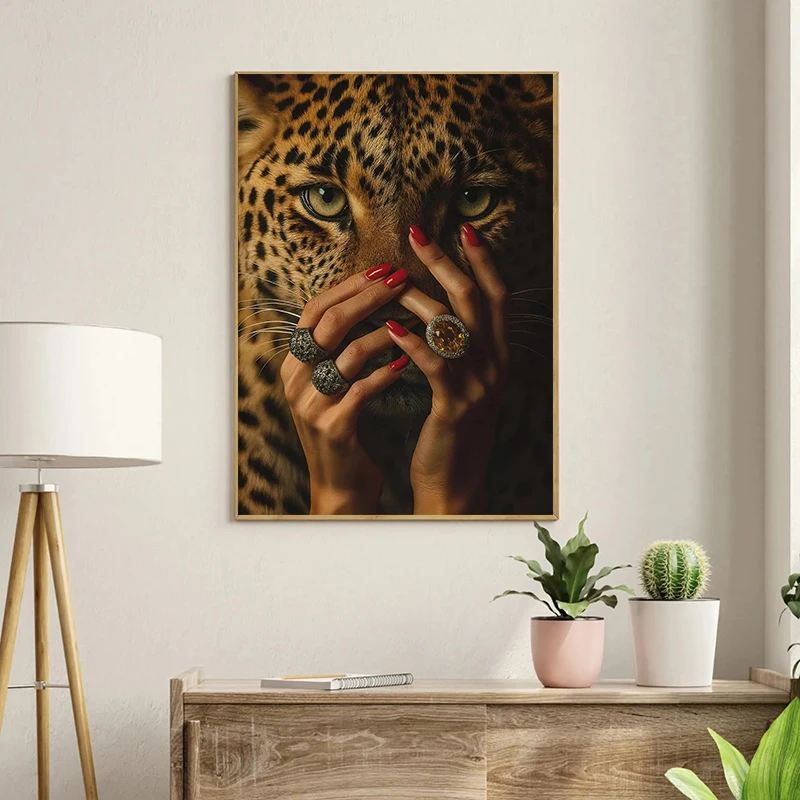 Woman with Cigarette Bikini Lucky 8 Leopard Ball  Feminine Poster Canvas Painting Print Wall Art Picture Living Room Home Decor