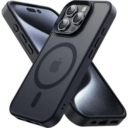 Black Matte Case for iPhone 16 Pro Max 15 Plus 14 13 Mini 12 11 Magsafe Mag Safe Magnetic Cover Phone Accessories