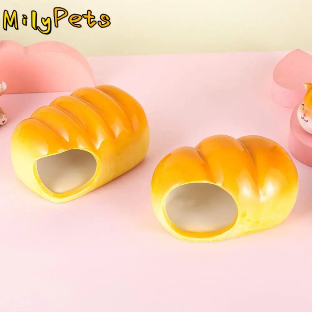 

Pet Supplies Ceramic Hamster Nest Bread Shaped Cooling Pet Small House Creative Cute Hamster Bed Summer