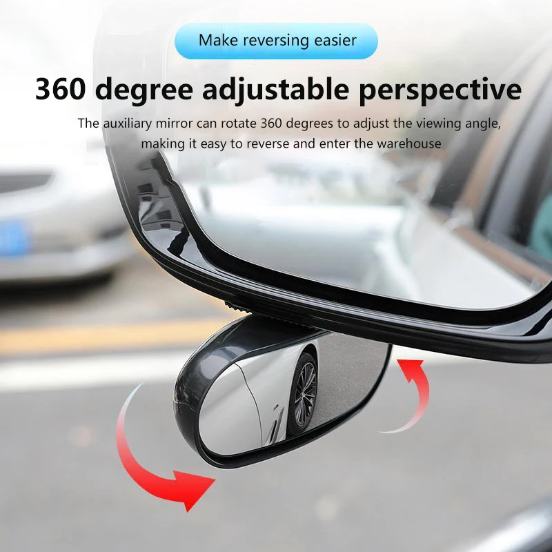 

1PC Car Mirror Auxiliary Rear View Mirror Wide Angle Side Rear Mirrors Reverse Blind Spot 360° Adjustable Car Accessories