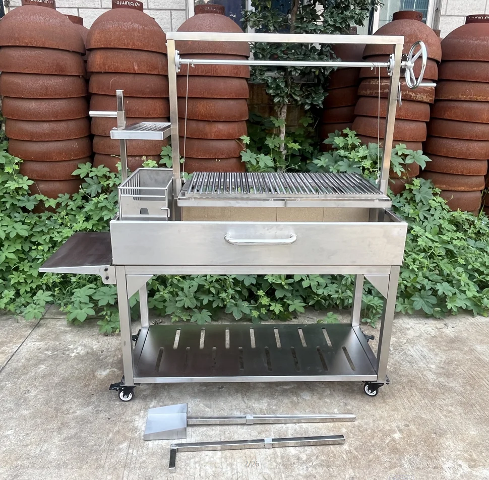 Factory Direct Stainless Steel Argentine Barbecue  Gaucho Asado Parrilla  Tag Wood Argentina Rotisserie   Santa Maria Grill