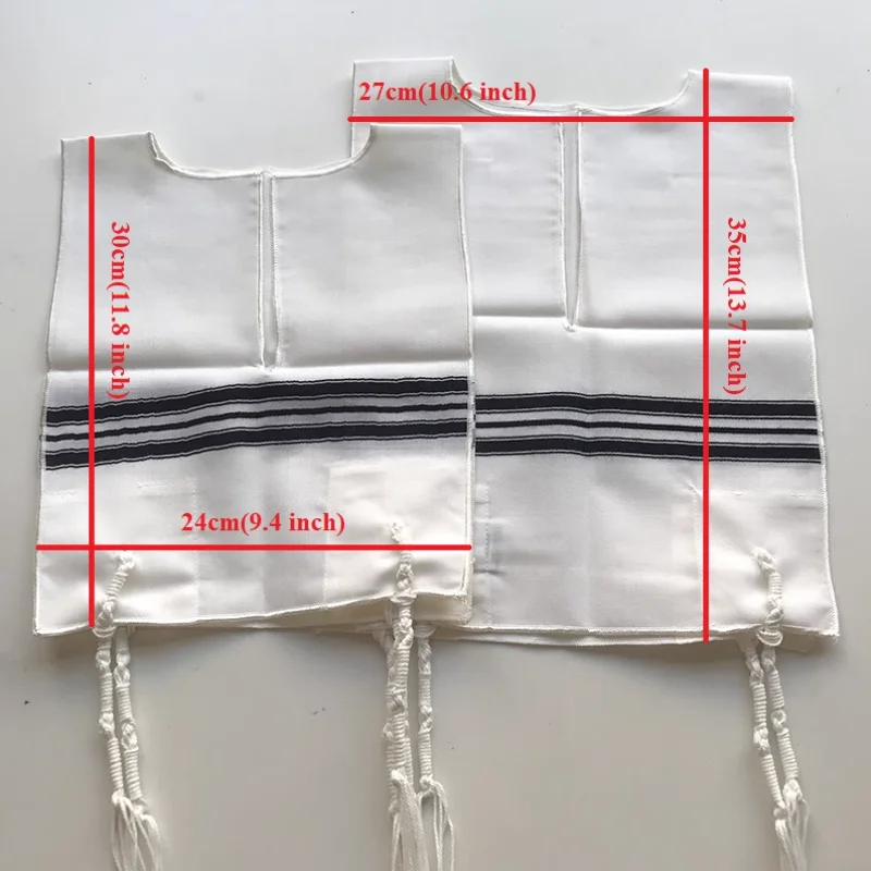 

Еврейский детский жилет Tallit Katan из 100% шерсти, шаль, молитвенная черная полоска