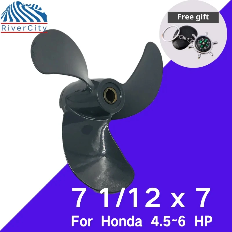 

For Honda Outboard Propeller 7 1/2×7 Aluminum Alloy Screw 3 Blade Pin drive Part for 4 HP 5 HP 6HP Boat Motors