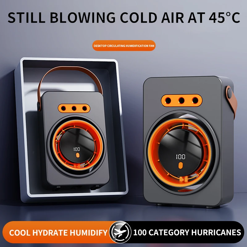 

New Model Triple-Hole Mist Electric Fan USB Recharge Spray Fan Portable Cooling Fan Desktop Cooling Fan with 100-Speed Steples