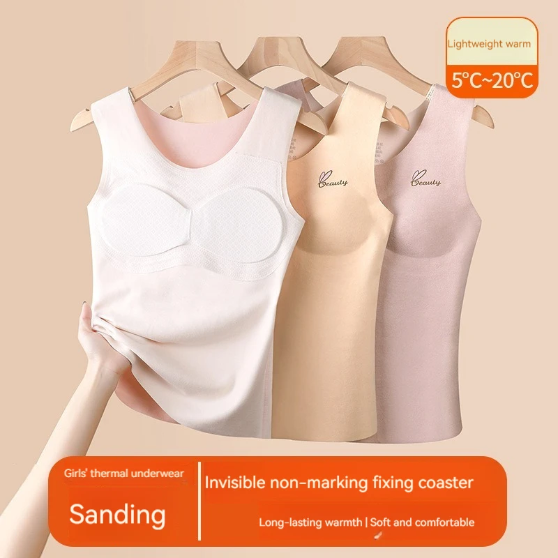 Winter Warm Kids Vest Youth Development Period Girls Chest Cushion Heat Free  Underwear for Women Children's thermal vest Top