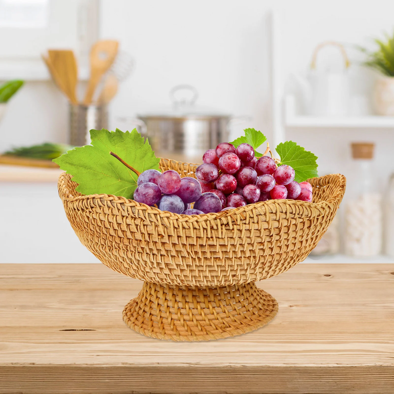 

Rattan Fruit Plate Small Woven Basket Key Decorative Storage for Keys Bread Wallet Multifunctional Snacks Organizer