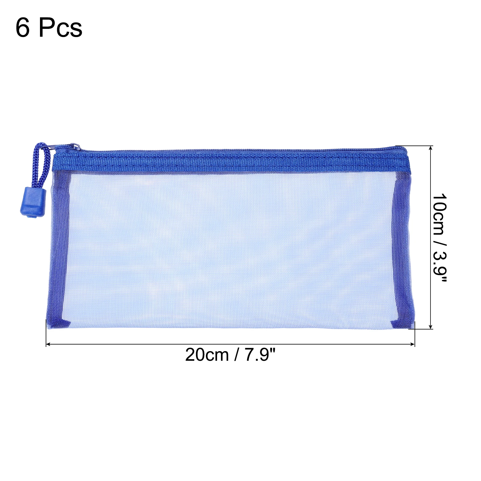 Imagem -03 - Mesh Zipper Bags a6 Nylon Zip Pouch Book File Folders Stationery Pencil Case Storage Pockets Acessórios de Escritório Pcs 20x10cm