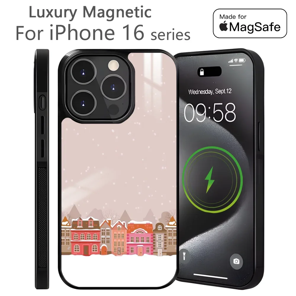 

Christmas Simple Cute Phone Case For iPhone 16 15 14 13 12 11 Pro Max Plus Mini Magnetic Magsafe Wireless Charging Cover