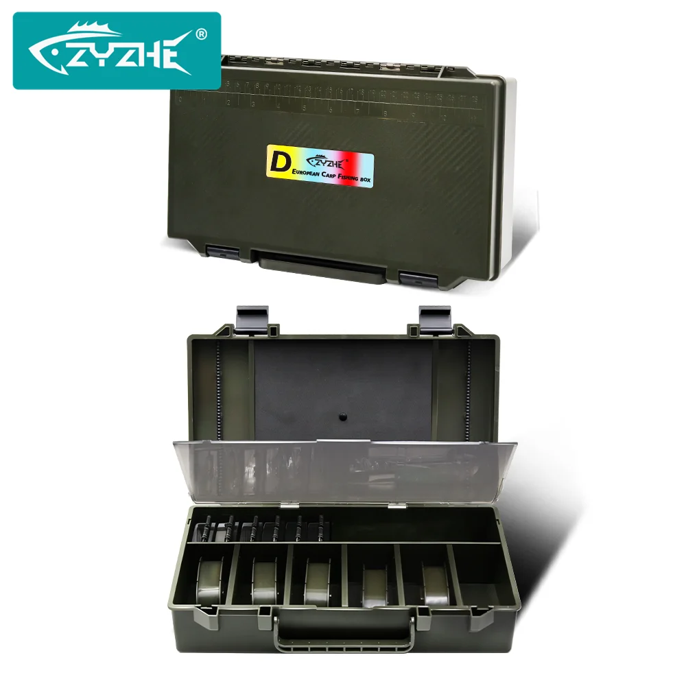 zyzhe-釣り道具収納ケース-1個入り、モデルd、二層構造、大容量、持ち運び可能、鯉釣り用具収納ケース。