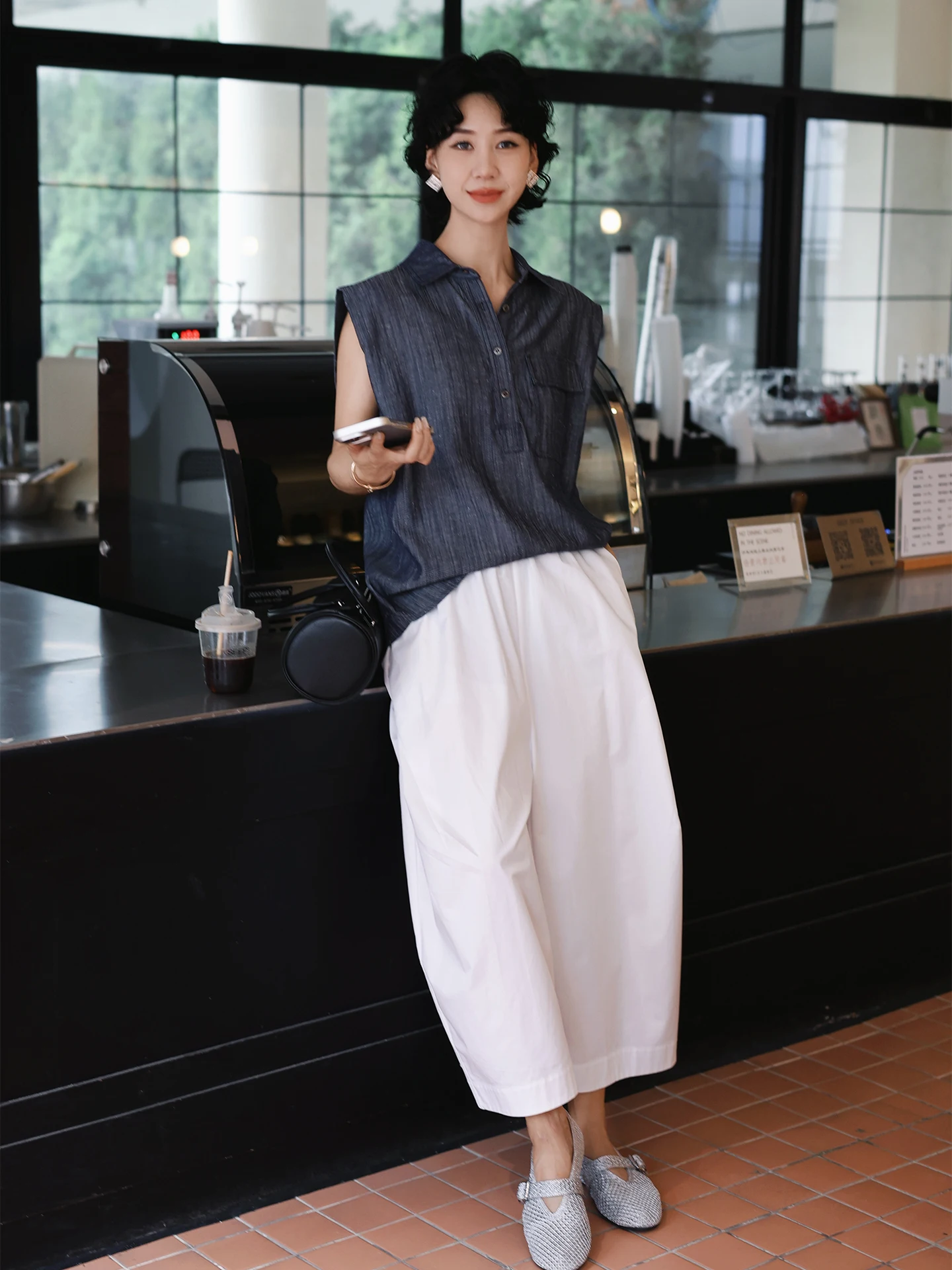 

Loose Wide Leg Pants Women's Summer Thin Spor Casual TT Atelier l Waist Cotton Commute Sle plus Size