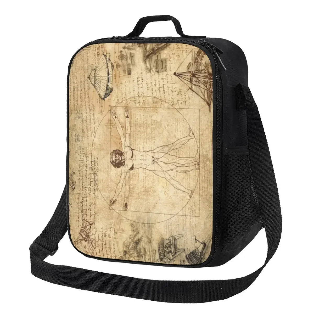 Vitruvian Man Insulated Lunch Bags for School Office Leonardo Da Vinci Waterproof Thermal Cooler  Box Women Children