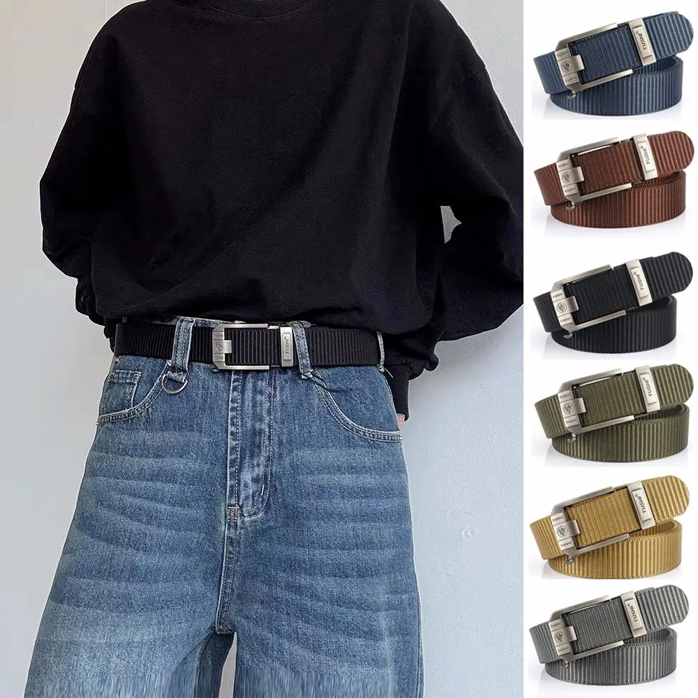 الرجعية رسالة الرجال سبائك النايلون حزام تنوعا الكلاسيكية دبوس مشبك حزام مقاومة للاهتراء غير مسامية أحزمة غير رسمية الجينز مطابقة #1