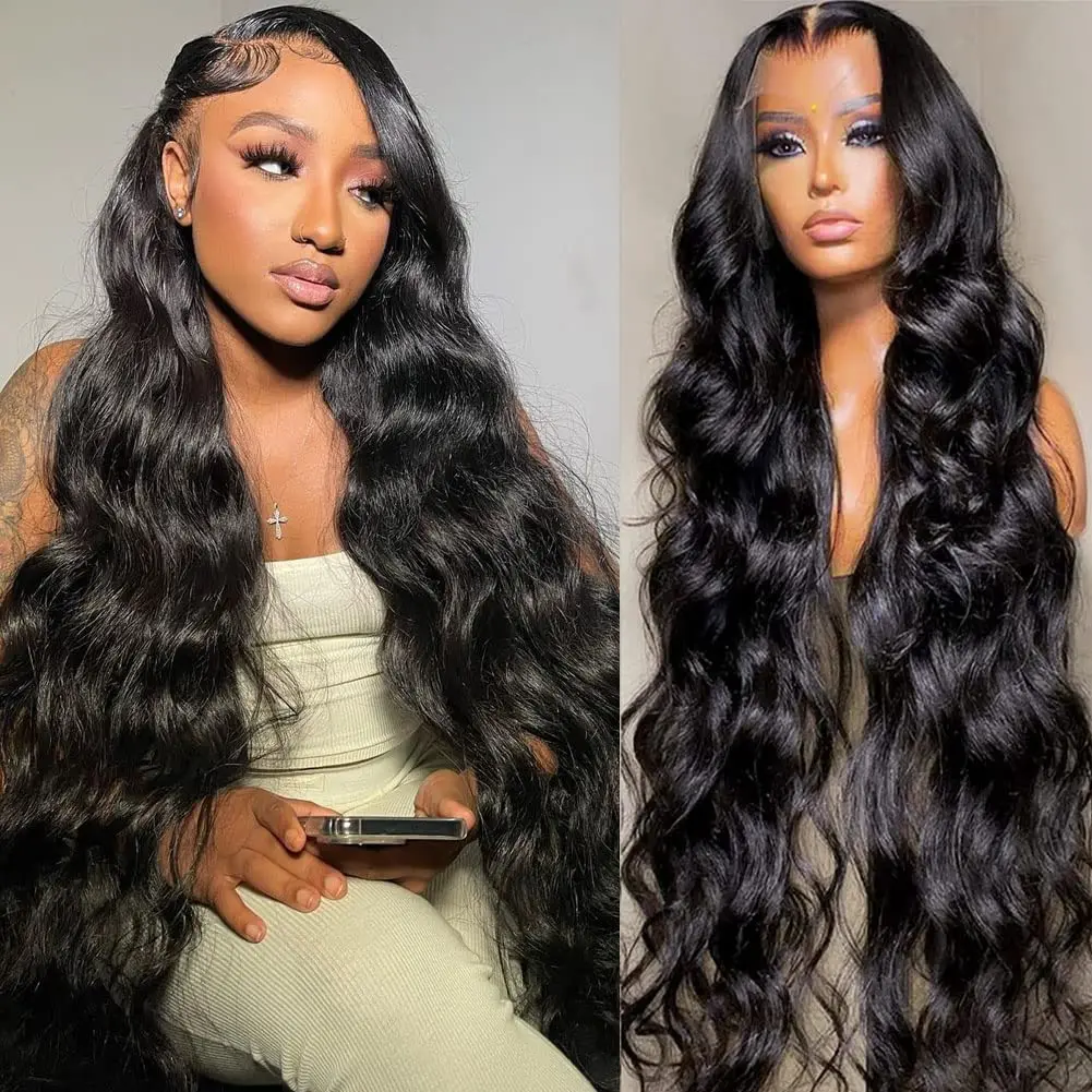 13x6 Body Wave Lace Front Wig Human Hair 30 Inch 360 Human Hair Lace Frontal Wig HD Transparent Lace Frontal Wig 4x4 Closure Wig