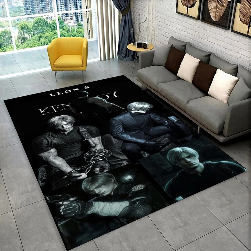3D R-Resident Evil Leon Game Cartoon Carpet Rug for Bedroom Living Room Sofa Playroom Doormat Home Decor,Kid Area Rug Non-slip