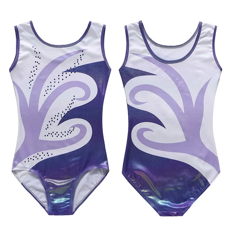 Kids Girls Ballet Leotards Diamante Sleeveless Ballet Practice Dance Wear Gymnastics Bodysuit Children Tight Training Wear