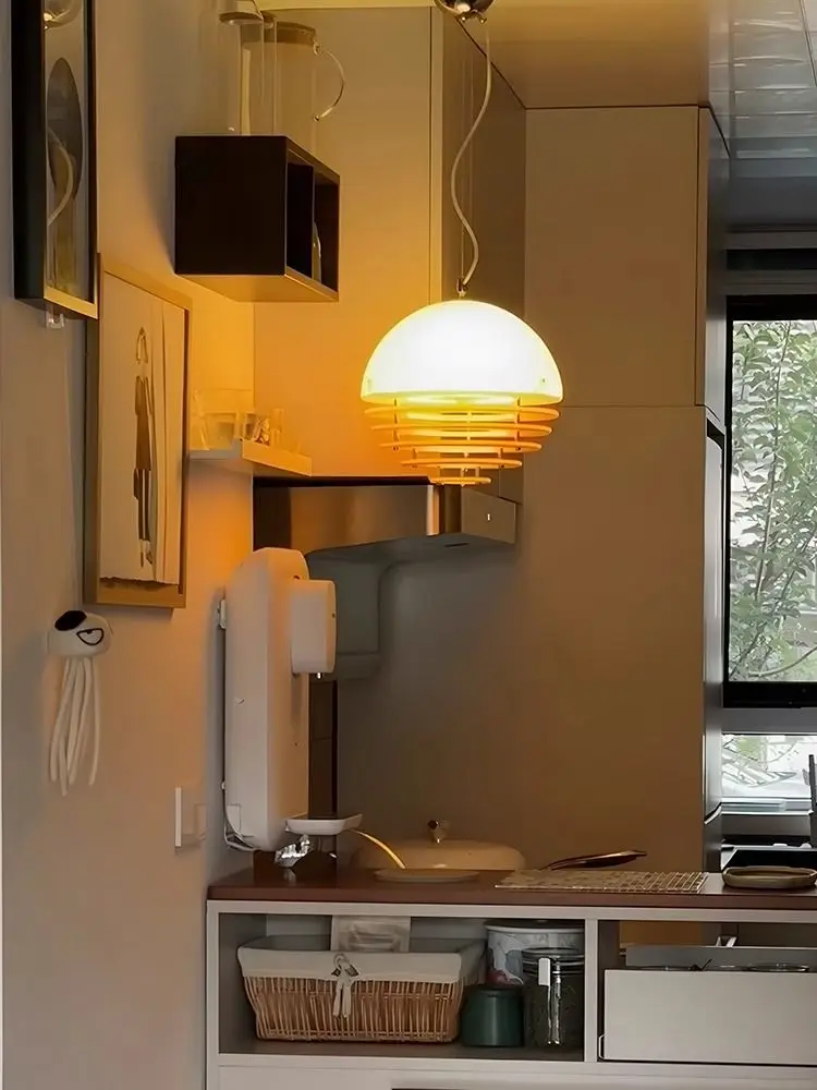 

Retro Pumpkin Pendant Light Vintage Nordic Moon Restaurant Bedroom Bar Study Lamp