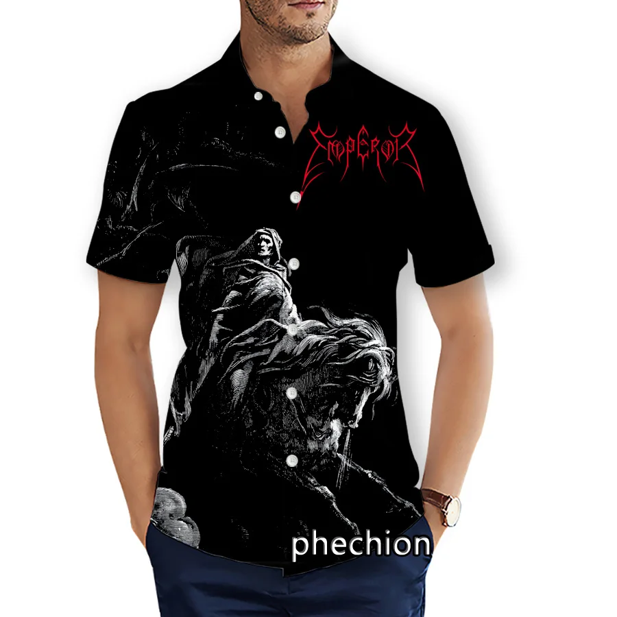 phechion Mens Short Sleeve Beach Shirts Emperor Band 3D Print Casual Shirts Fashion Streetwear Men Tops X259