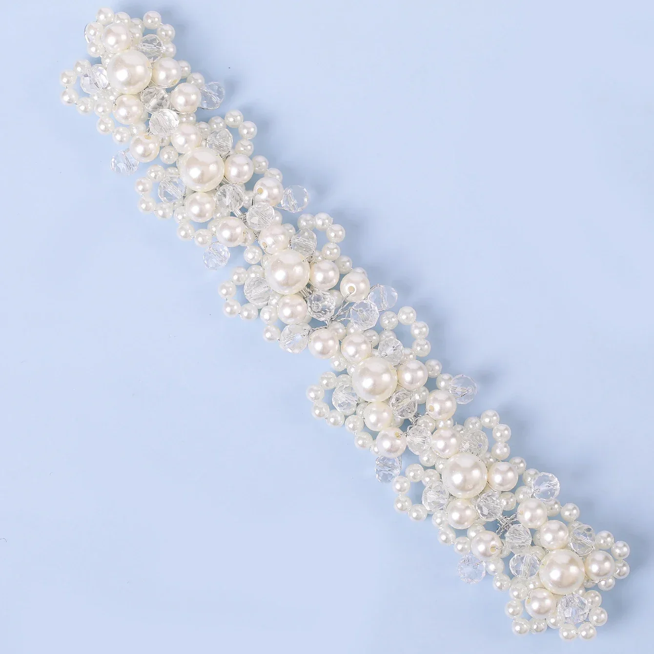 Diadema con horquillas de cristal de perla blanca, tocado de novia hecho a mano, accesorios y joyas para el cabello de boda