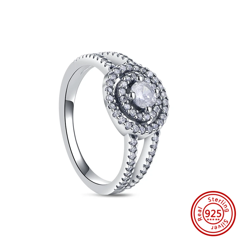 Women's 925 Sterling Silver Simple Stackable Zircon Ring