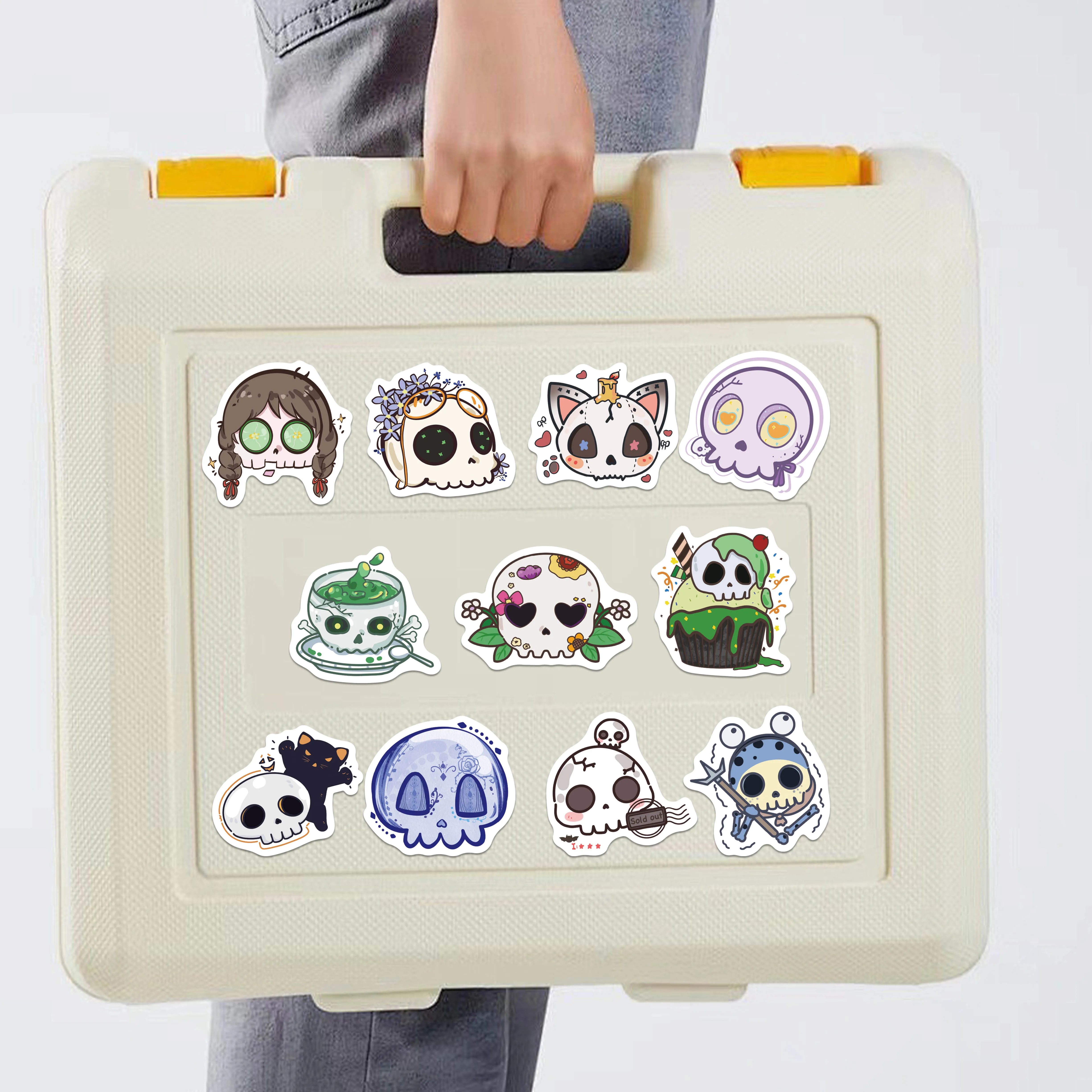 60pcs Halloween Skull Sticker - Sticker Luggage Decorative 评论和价格