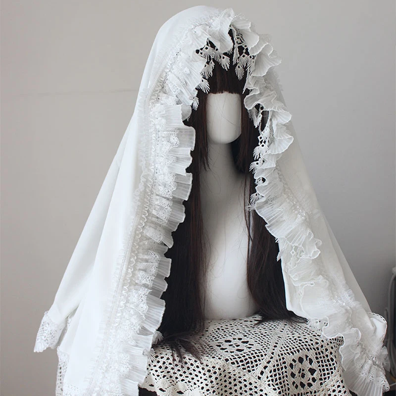 고딕 로리타 블랙 베일 헤드 피스 수녀 코스프레 의상 액세서리 여자 여자 할로윈 카니발 파티 역할 놀이 Headscarf