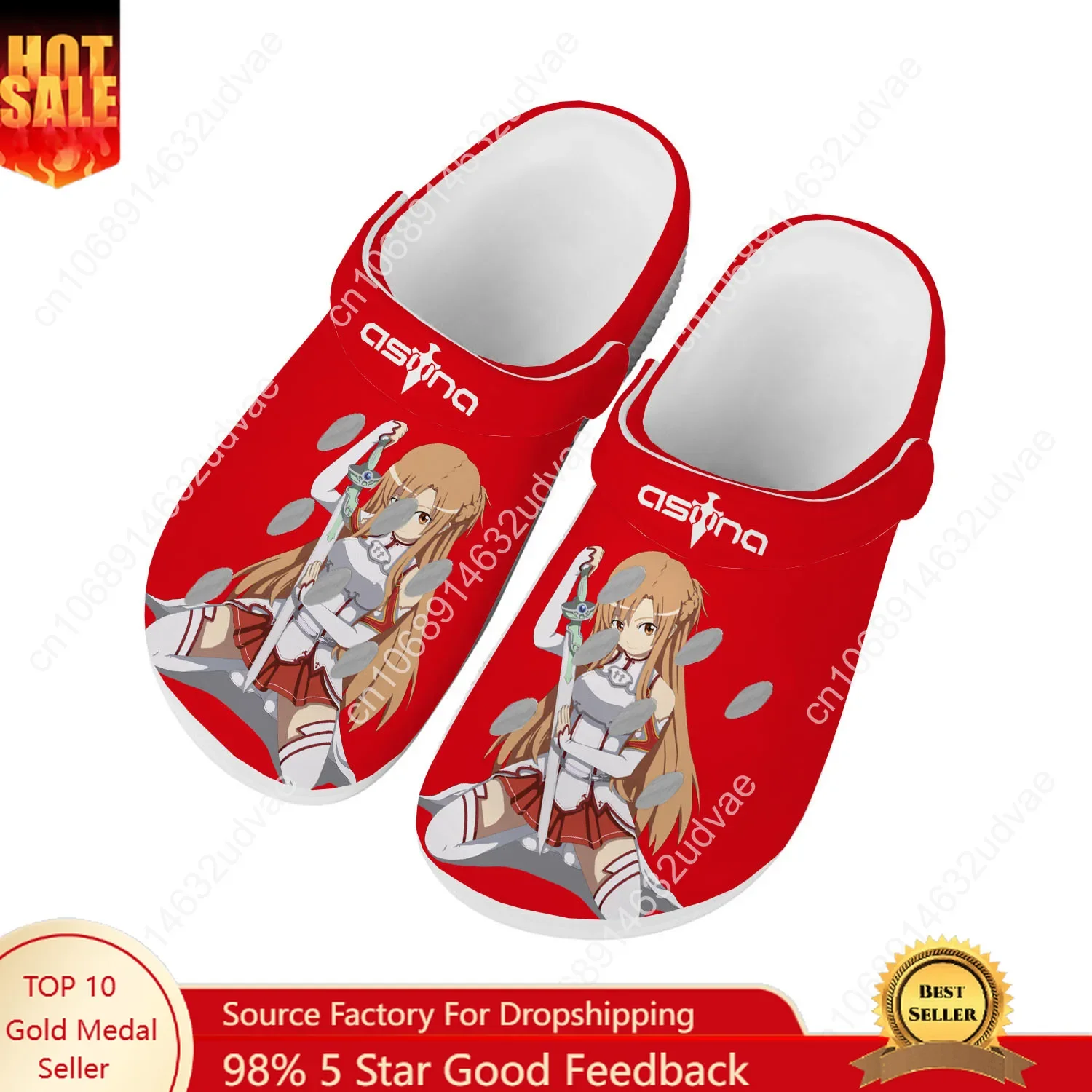 Sword Art Online Asuna Water Shoe Men Women Teenager High Quality Home Garden Clogs Custom Sandals Beach Breathable Hole Slipper