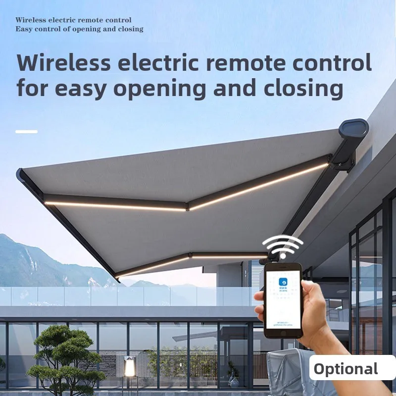 Electric sunshade canopy, telescopic remote control canopy, villa outdoor balcony courtyard intelligent automatic canopy