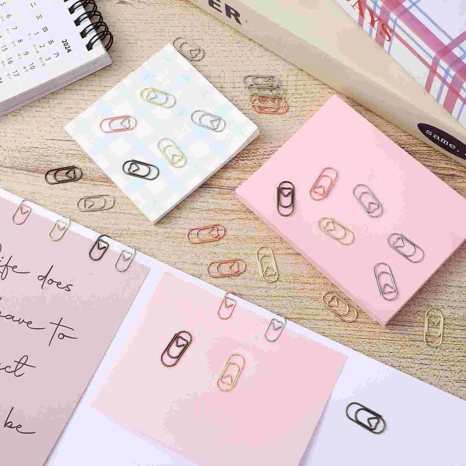 200 Pcs Mini Paper Clip Clips Heart Taste Cute Metal Decorative For School Binder