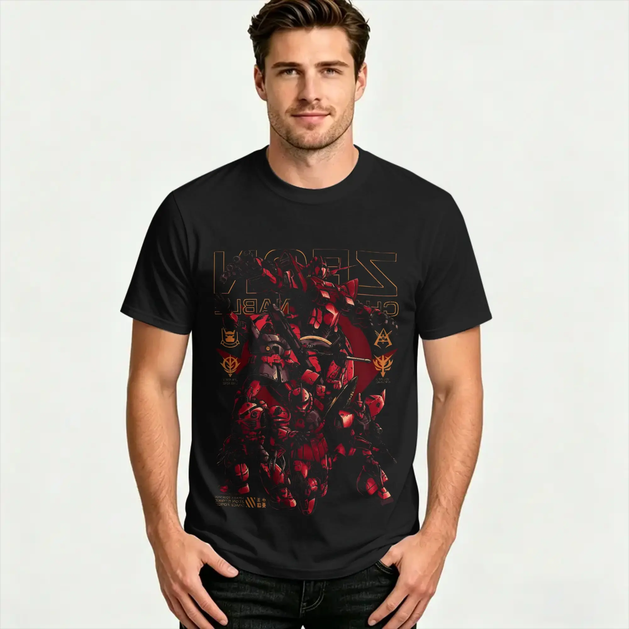 Mobile Suit  Zeon Char Aznable Red Comet Principality of ZEON T-Shirt Summer For Men Custom Logo Short Sleeve Y2K Funny Top Tees