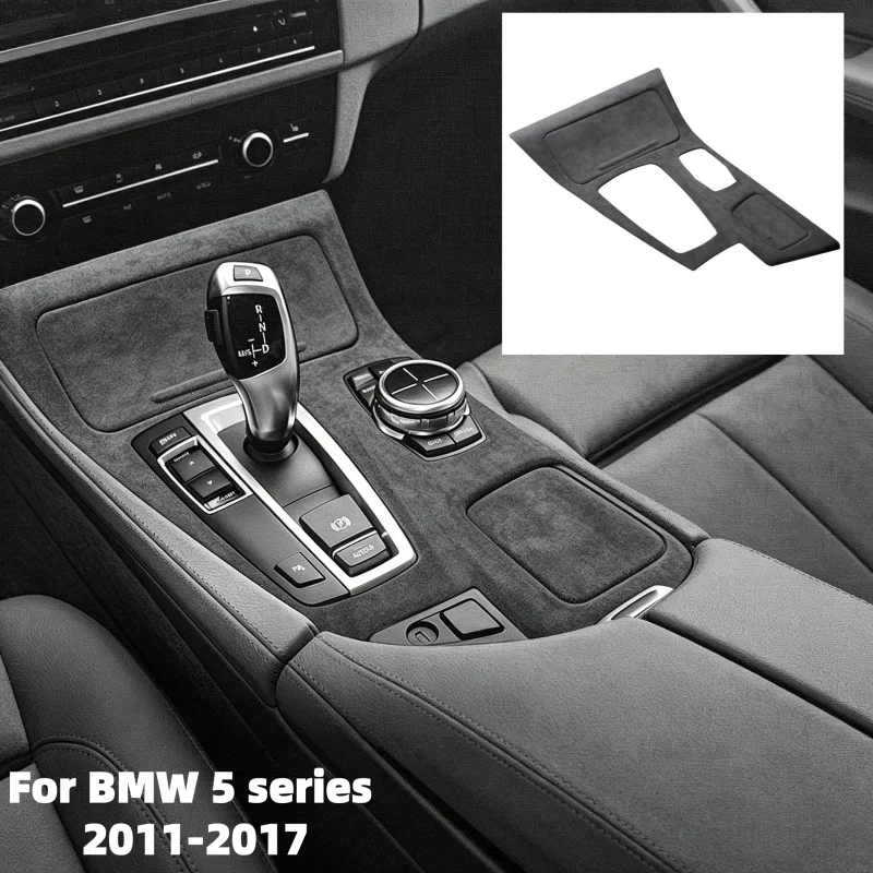 For BMW 5 Series F10 F11 F07 2011-2017 Car Center Console Gear Shift Frame Cover Trim Interior Flannel Super Suede Accessories