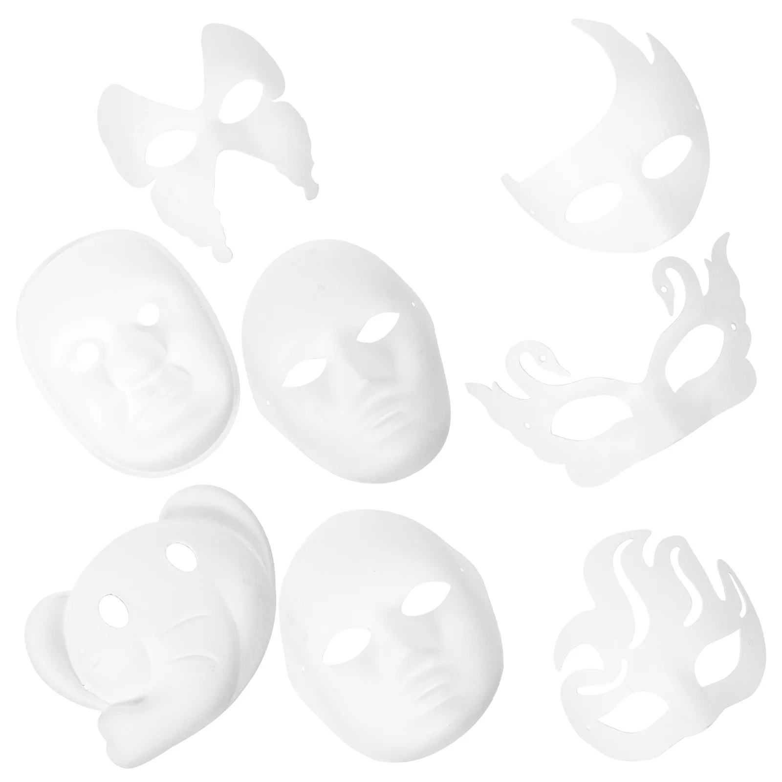 8 Uds DIY blanco pintable máscaras de papel en blanco pulpa mascarada fiesta de Halloween máscaras faciales suministros de mascarada máscara de papel blanco DIY