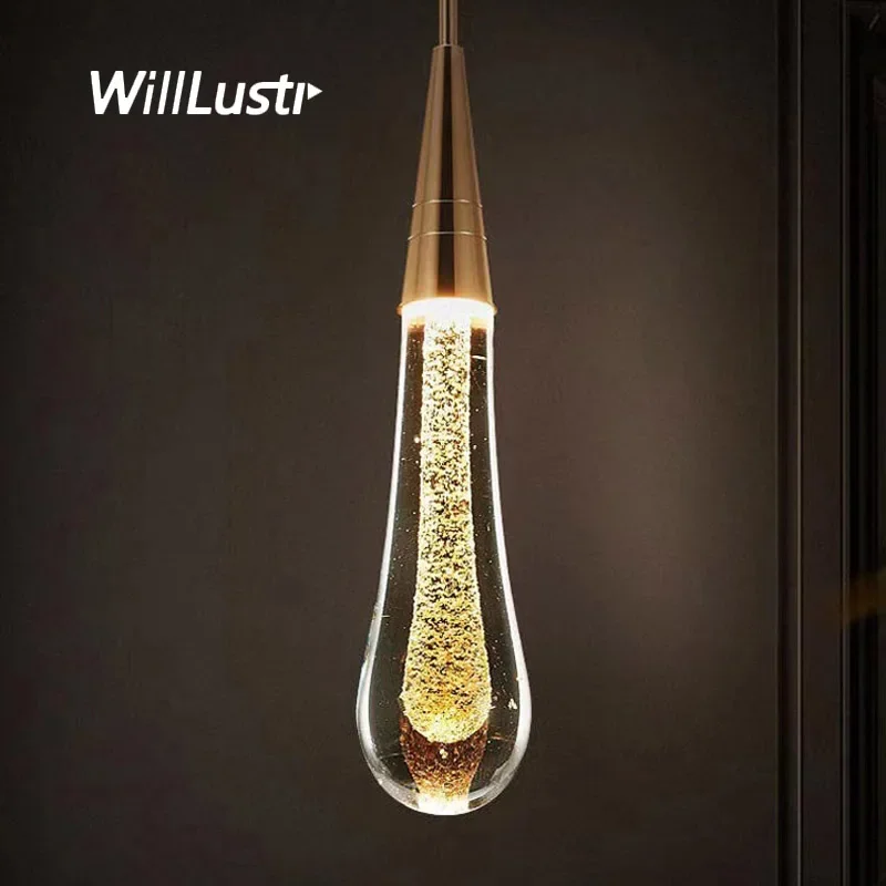 

Creative Water Droplet Pendant Lamp Luxury Crystal Suspension Light Living Dining Bedroom Hotel Cafe Hanging Ceiling Chandelier