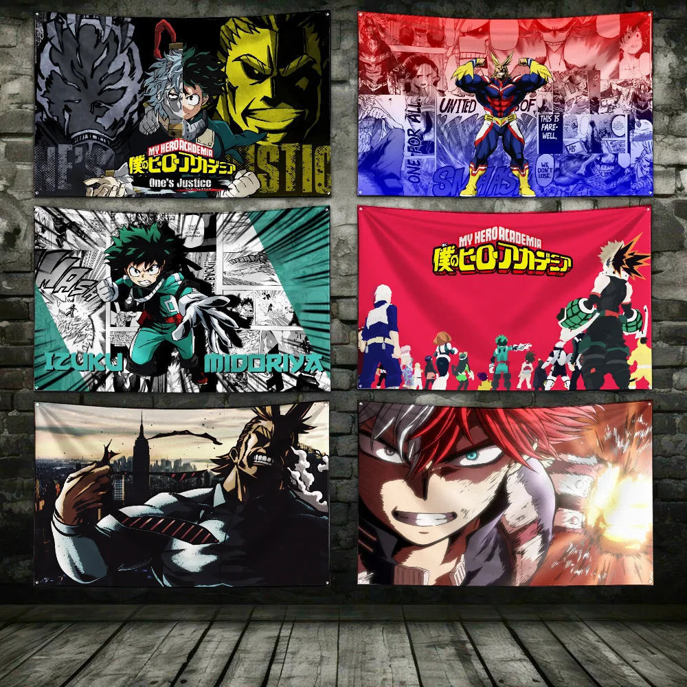 

My Hero Academia Heroes Rising Flag Polyester Digital Printing Banner for Wall Art Out Door Decoration With Brass Grommets