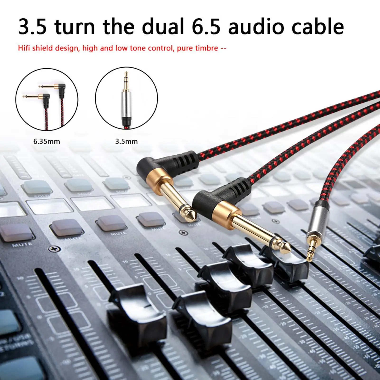 AV126 3.5mm Turn Duals 6.5 Audio Cable One Minute Two 6.35 Big 2 Core Computer Mixer Line Mini Jack 3.5 To Duals 1/4 Jack