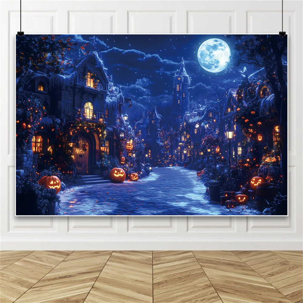 Хэллоуин замок тыква фонарь фон ткань аксессуары для фотосъемки круглая луна летучая мышь кладбище ведьма фон для фотографии