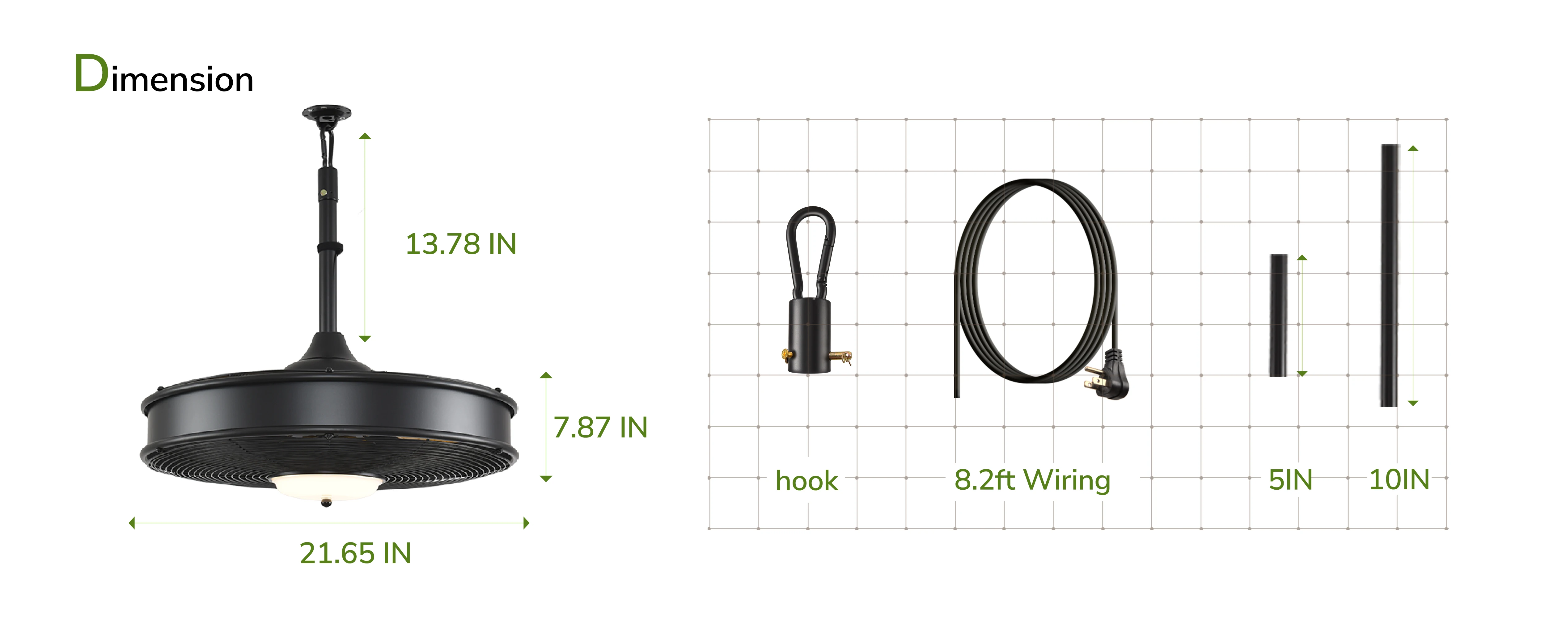 Orison 22'' Outdoor Ceiling Fans with Lights, Wet Rated Gazebo Fan with Remote, Plug in Hanging Fan for Patio Waterproof, App Controll