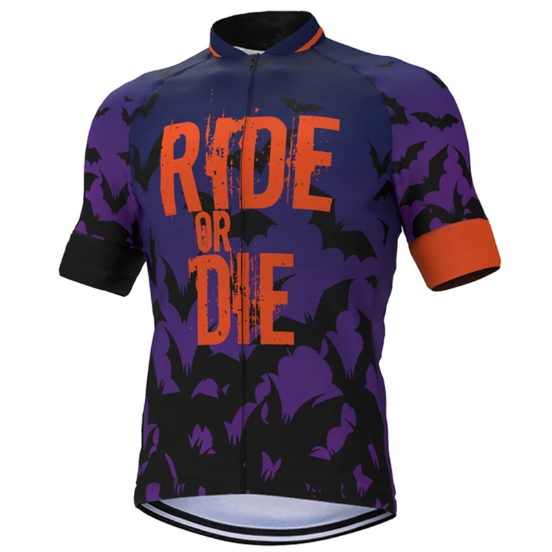 NEW Halloween Purple Cycling Jersey Printing Bike Clothing Bicycle Wear Short Sleeve Top Shirts Customizable