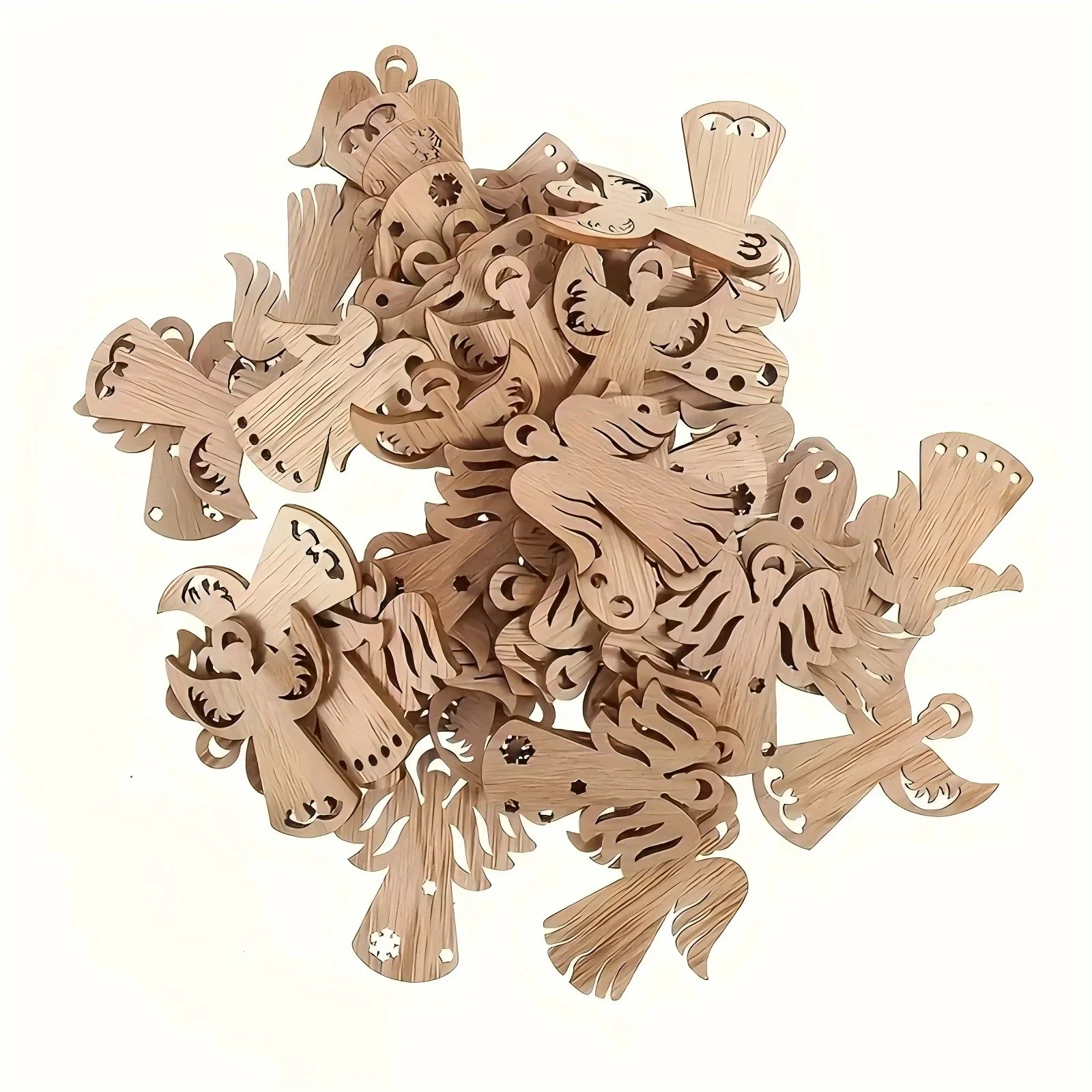 40Pcs Wooden Angel Confetti Vintage Multi Type Angel for Merry Christmas Celebration Party Table Decorations DIY Painting Gifts