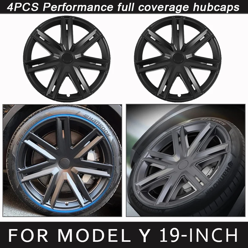 

4PCS Hub Cap 19-Inch Performance Replacement for Tesla Model Y Wheel Cap Automobile Hubcap Full Rim Cover Accessories 2019-2024