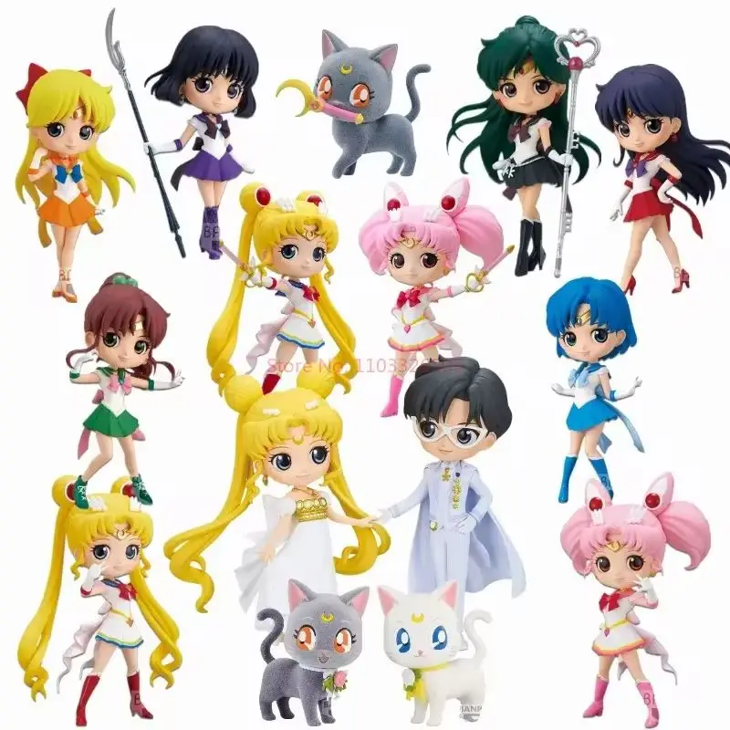 Bandai Sailor Moon Model Qposket New Toys Super Kaiou Michiru Moon Anime Action Figures Model Assembly Toy Children Gift