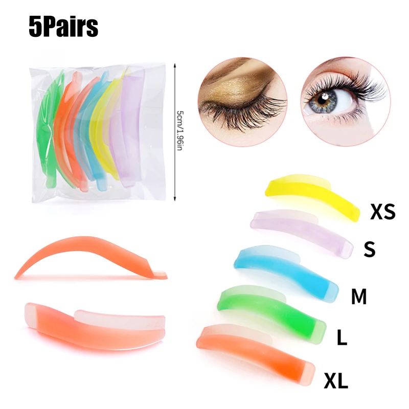 5Pairs Lash Lift Silicone Pads Multicolour Reusable Under Eye Lash Different Sizes Eye Lash Extension Eyelash